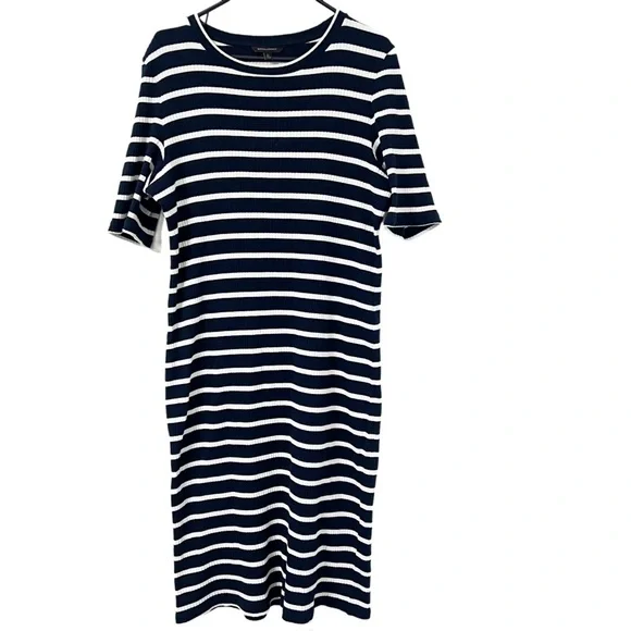 Banana Republic | Dresses | Banana Republic Navy White Ribbed Knit Midi Tshirt  Dress Xl Tall | Poshmark